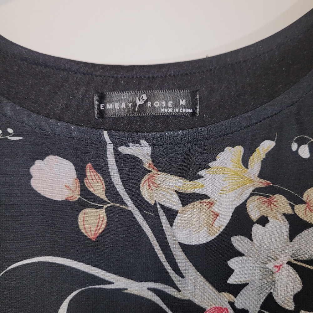 Emily Rose Floral Overlay Cocktail Dress Medium Flutter Sleeve - Picture 5 of 6
